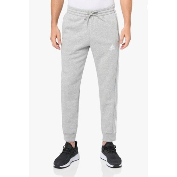NEW Adidas Men's Essentials Fleece 3 Stripe Tapered Cuff Track Pants Grey 4XL 3" - Picture 1 of 3